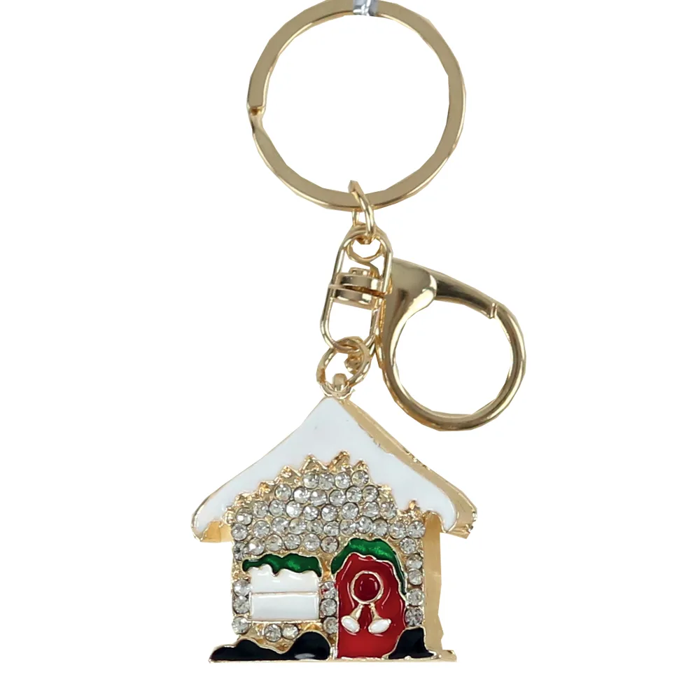 Χριστουγεννιάτικο Μεταλλικό Μπρελόκ Σπιτάκι με Στρας