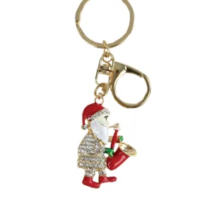 Χριστουγεννιάτικο Μεταλλικό Μπρελόκ Άγιος Βασίλης με Σαξόφωνο και Στρας